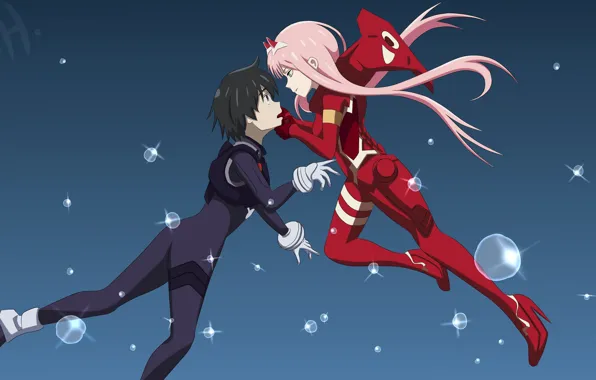 Вода, девушка, капли, парень, двое, 002, Darling In The Frankxx, Милый во Франксе