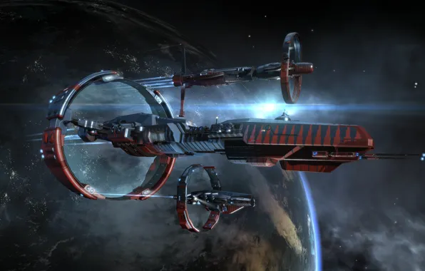 Космос, туманность, планета, space, космический корабль, eve online, space ship, космоопера