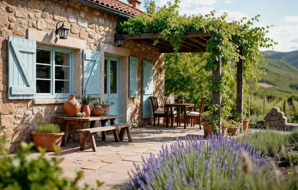 Солнце, дом, summer, house, sunshine, каникулы, цветение, landscape