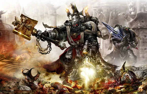 Броня, Black Templars, warhammer 40k, болтер, Чёрные, Гриммальдус, силовая, комсодесант