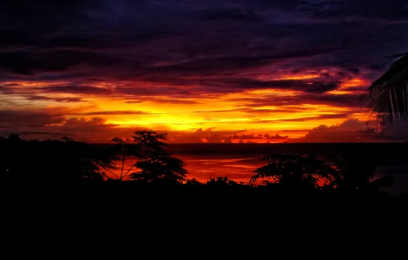 Небо, пейзаж, закат, остров, Индонезия