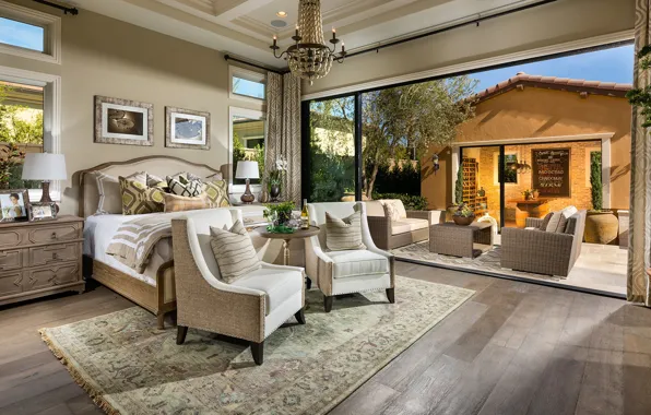 Мебель, интерьер, терраса, Chatsworth, Canyon Oaks, сппальня, Master Bedroom