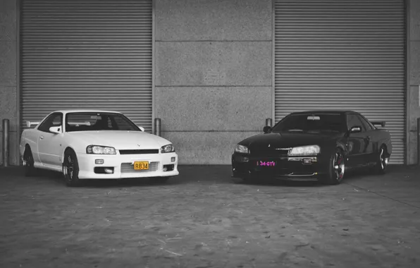 Картинка Nissan, white, GT-R, black, skyline, R34