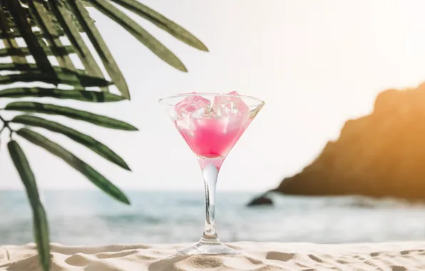 Картинка песок, море, пляж, лето, отдых, арбуз, коктейль, summer, beach, каникулы, fresh, sea, sand, drink, cocktail, …