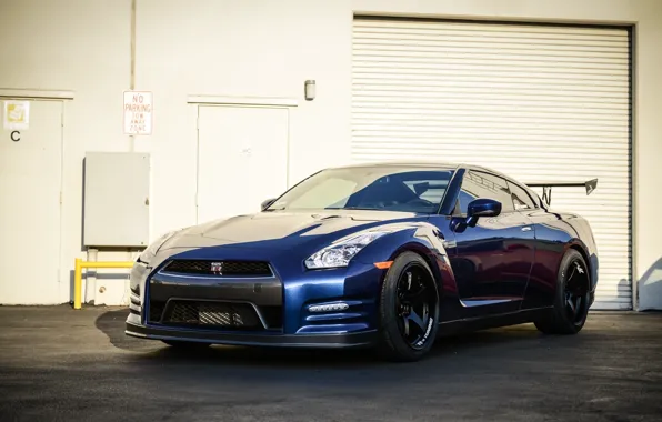 Картинка nissan, blue, gtr, r35