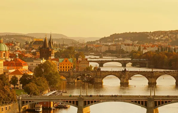 Картинка река, Прага, мосты, Влтава, Чезия