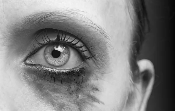 Woman, eye, makeup, residue
