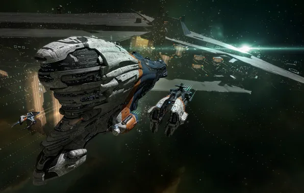 Туманность, станция, Космос, space, космический корабль, eve online, space ship, космоопера