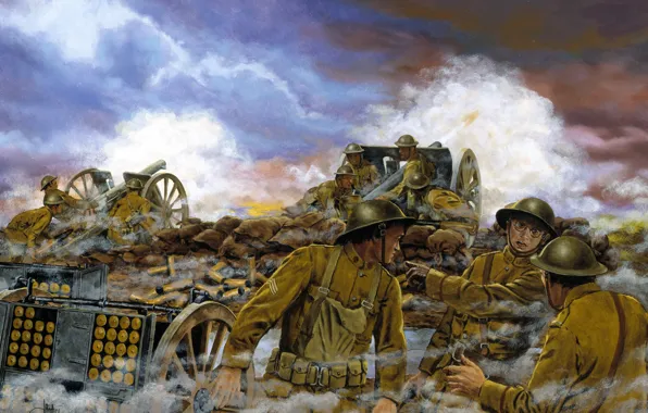 Война, британцы, September 26, 1918, Western Front, France -- September 26, Truman\'s Battery, 1918..At 0420 …