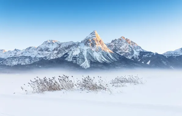 Картинка зима, снег, горы