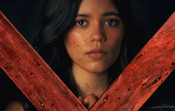 Девушка, фильм, брюнетка, постер, ужасы, икс, Jenna Ortega, Дженна Ортега
