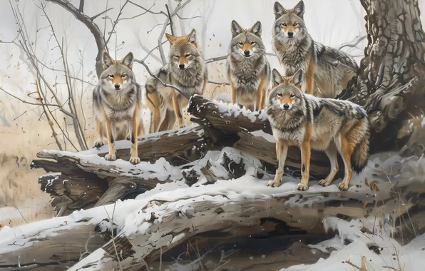 Nature, snow, predator, face, animal, wolf, wolves, wildlife