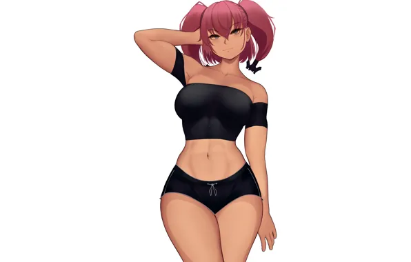 Girl, sexy, shorts, blouse, boobs, anime, beautiful, short hair