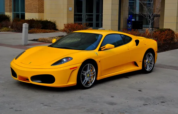 F430, Ferrari, yellow, parkig