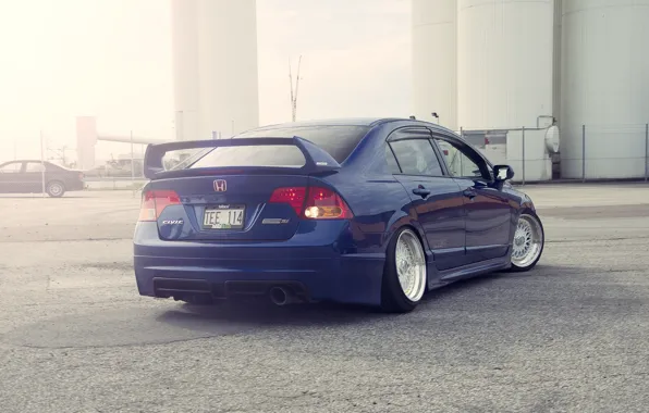 Синий, honda, хонда, blue, civic, сивик, stance