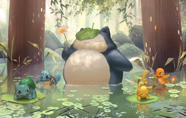 Настроение, аниме, арт, покемон, детская, Janice Sung, My Neighbour Snorlax