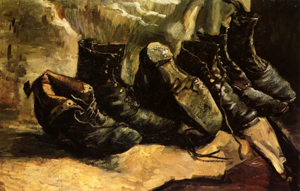 Картинка сапоги, ботинки, Vincent van Gogh, Three Pairs of Shoes