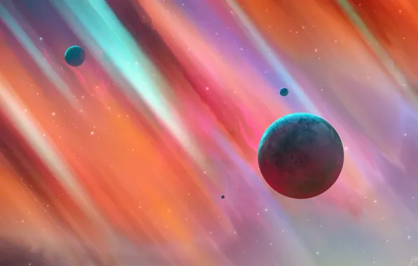 Цвет, Звезды, Планета, Космос, Туманность, Планеты, Fantasy, Planets