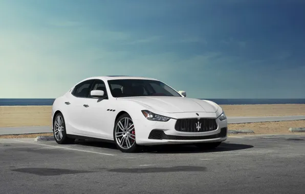 Пляж, Maserati, парковка, Ghibli
