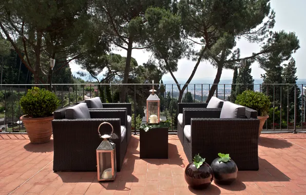 View, villa, terrace, furniture