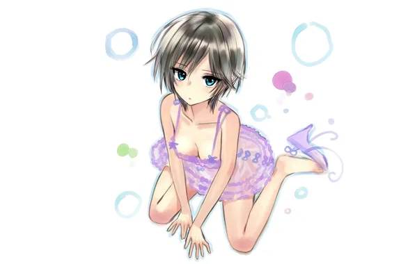 Girl, sexy, Anastasia, cleavage, dress, boobs, anime, blue eyes