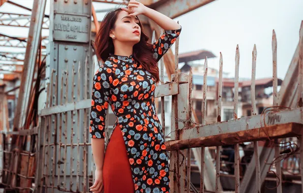 Девушка, фон, азиатка