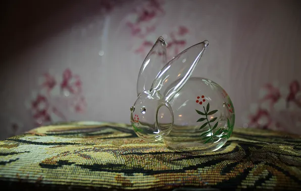 Стеклянный, заяц, гобелен. полумрак, расписной