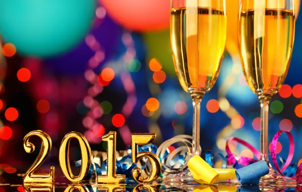 Новый Год, бокалы, шампанское, серпантин, New Year, celebration, holiday, Happy