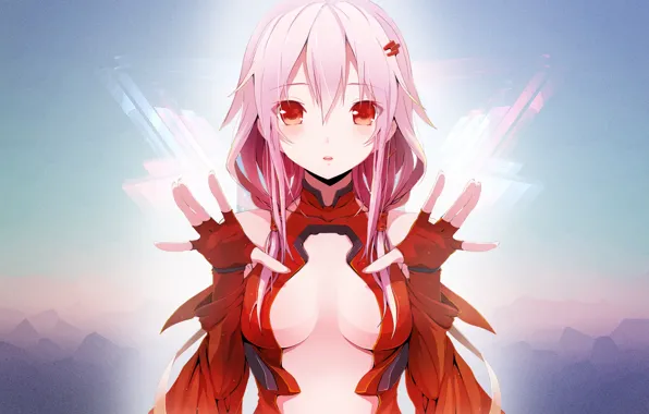 Girl, sexy, cleavage, pink hair, long hair, boobs, anime, beautiful