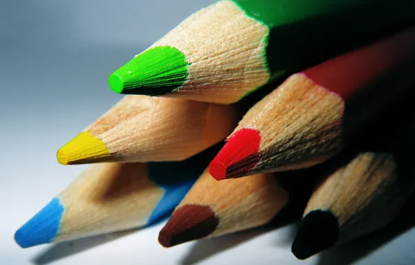 Картинка цвета, красный, жёлтый, фото, фокус, карандаши, макро обои