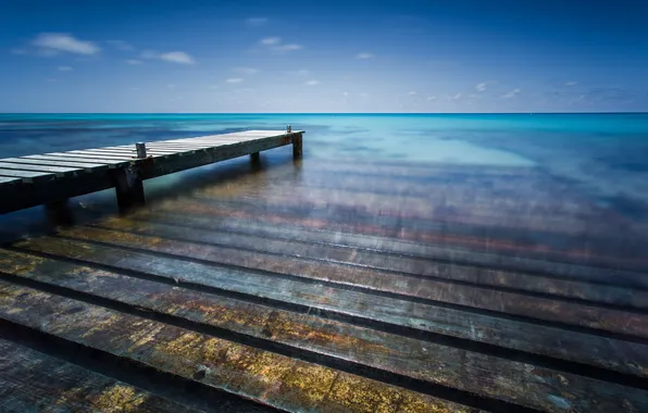 Море, пейзаж, мост