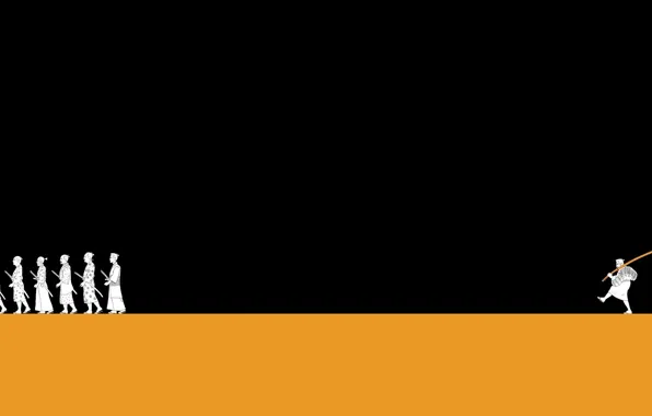 Минимализм, Orange, Арт, Art, Black, White, Minimalism, Seven Samurai