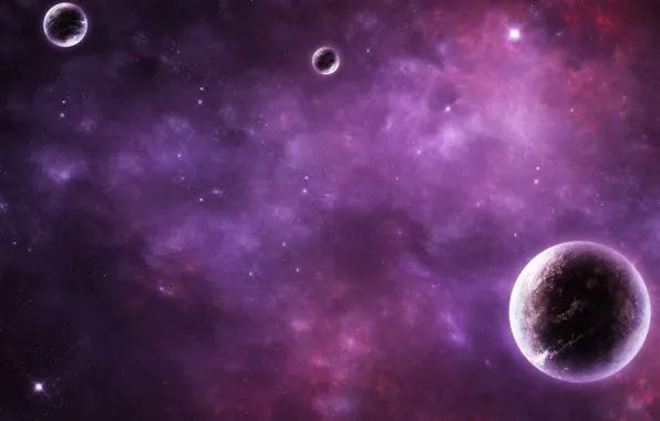 Картинка небо, планеты, фиолетовое