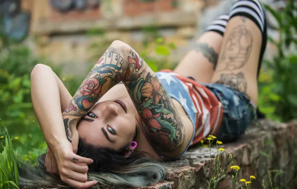 Картинка взгляд, девушка, тату