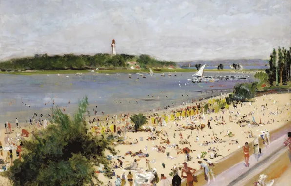Картинка пейзаж, картина, Лазурный берег, Люсьен Адрион, Lucien Adrion