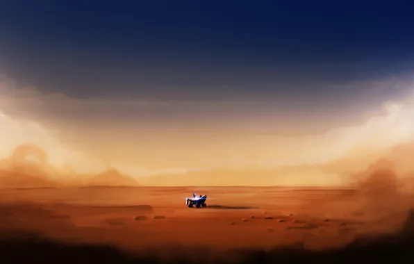 Картинка песок, поверхность, транспорт, пустыня, планета, робот, арт, исследование