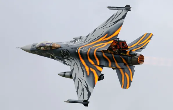Картинка истребитель, вираж, Fighting Falcon, F-16AM
