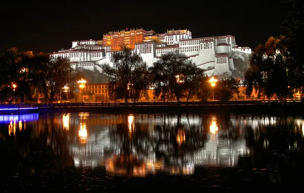 Картинка tibet, Lhasa, naght., castels. China