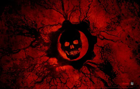 Картинка кровь, череп, Gears of War 3