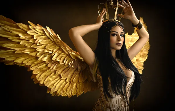 КРЫЛЬЯ, БРЮНЕТКА, АНГЕЛ, КОРОНА, by Kyle Cong Photography, Nayrina Redd, модель Найрина Редд