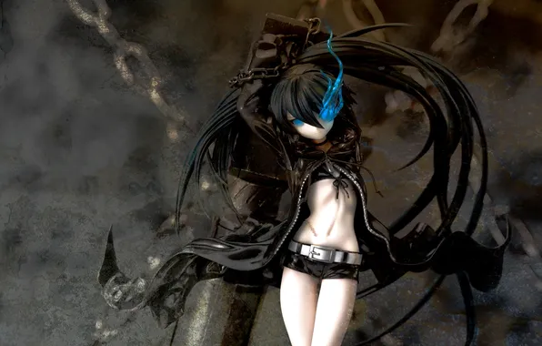 Оружие, Девушка, кукла, цепи, Black Rock Shooter, шрамы, стрелок с черной скалы