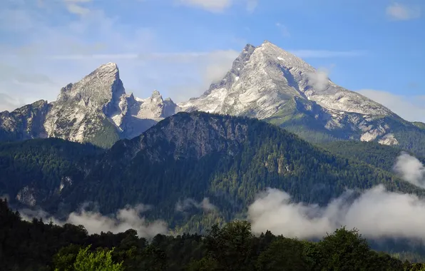 Пейзаж, природа, скалы, высота, гора, Германия, Бавария, Альпы