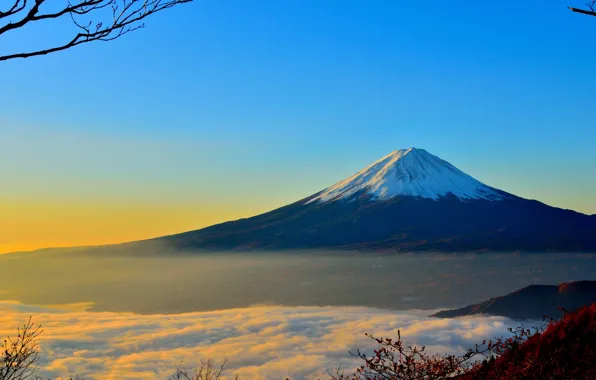 Картинка небо, природа, гора, Япония