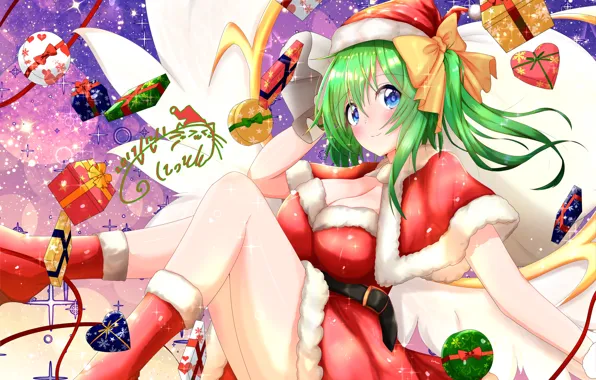 Девушка, звёзды, Рождество, Новый год, снегурочка, Touhou, Тохо, Тоухоу