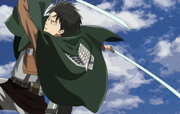 Аниме, арт, Shingeki no Kyojin, Атака титанов, Вторжение гигантов, Леви, Ривай