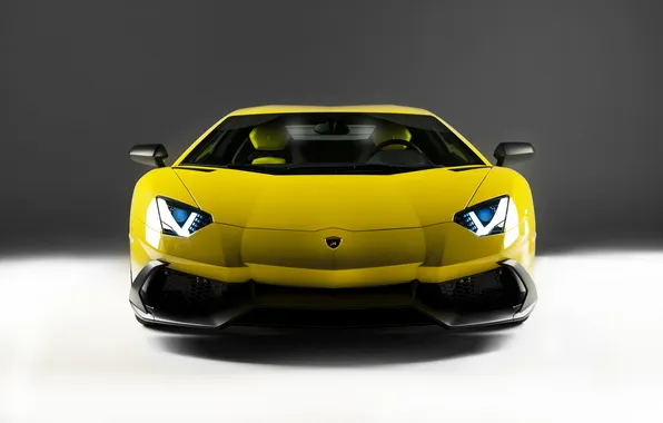 Картинка Lamborghini, вид спереди, yellow, front, LP700-4, Aventador, 50 Anniversario Edition