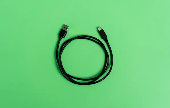 Green, black, cable