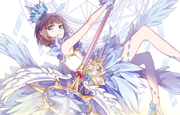 Взгляд, девушка, крылья, ангел, Card Captor Sakura, Сакура - собирательница карт