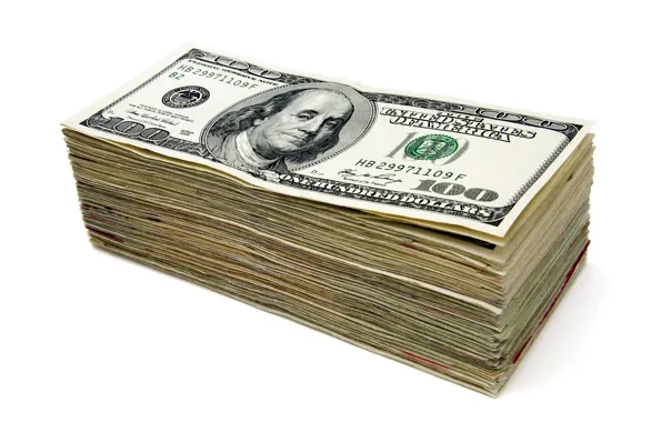Картинка деньги, белый фон, доллары, пачка, валюта, баксы, купюры, успех
