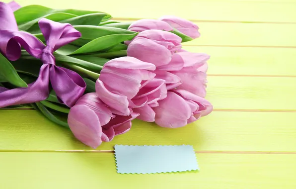 Картинка цветы, букет, тюльпаны, розовые, wood, pink, flowers, beautiful